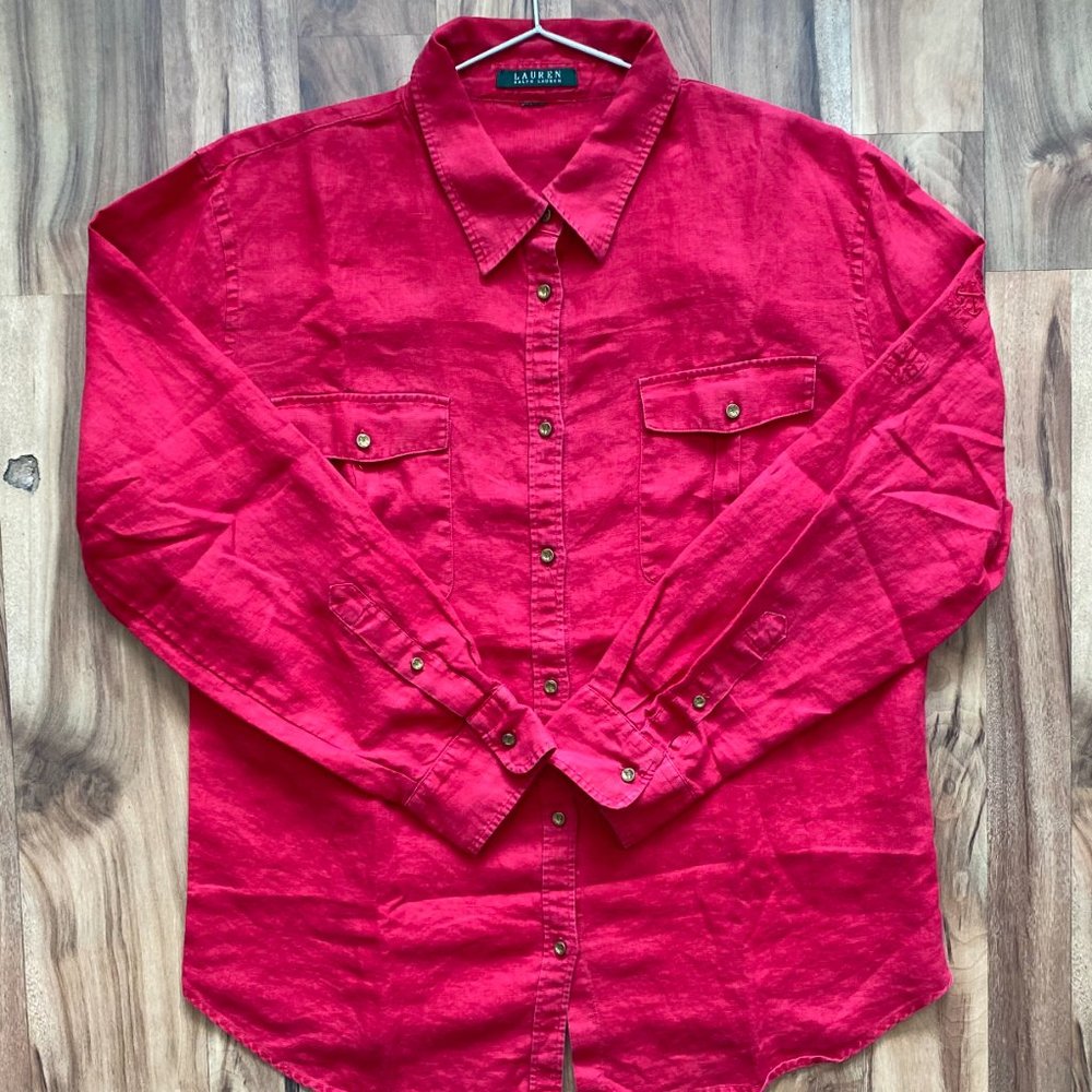 Ralph Lauren Red Shirt Unisex Button Up Shirt M